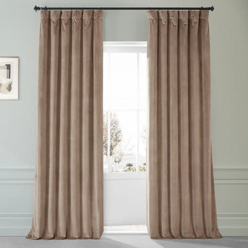 Pashmina Taupe Signature Plush Velvet Hotel Blackout Curtain