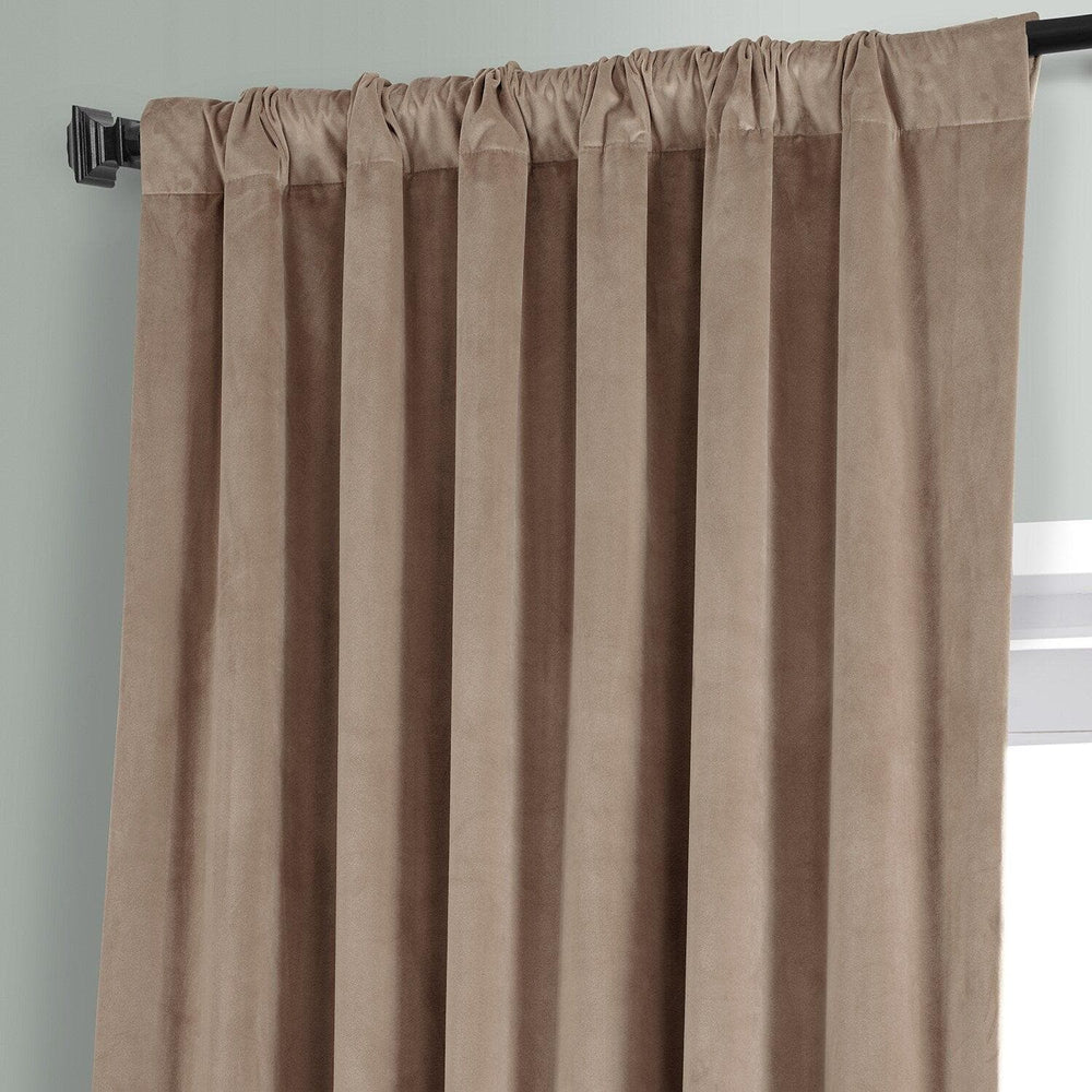 Pashmina Taupe Signature Plush Velvet Hotel Blackout Curtain