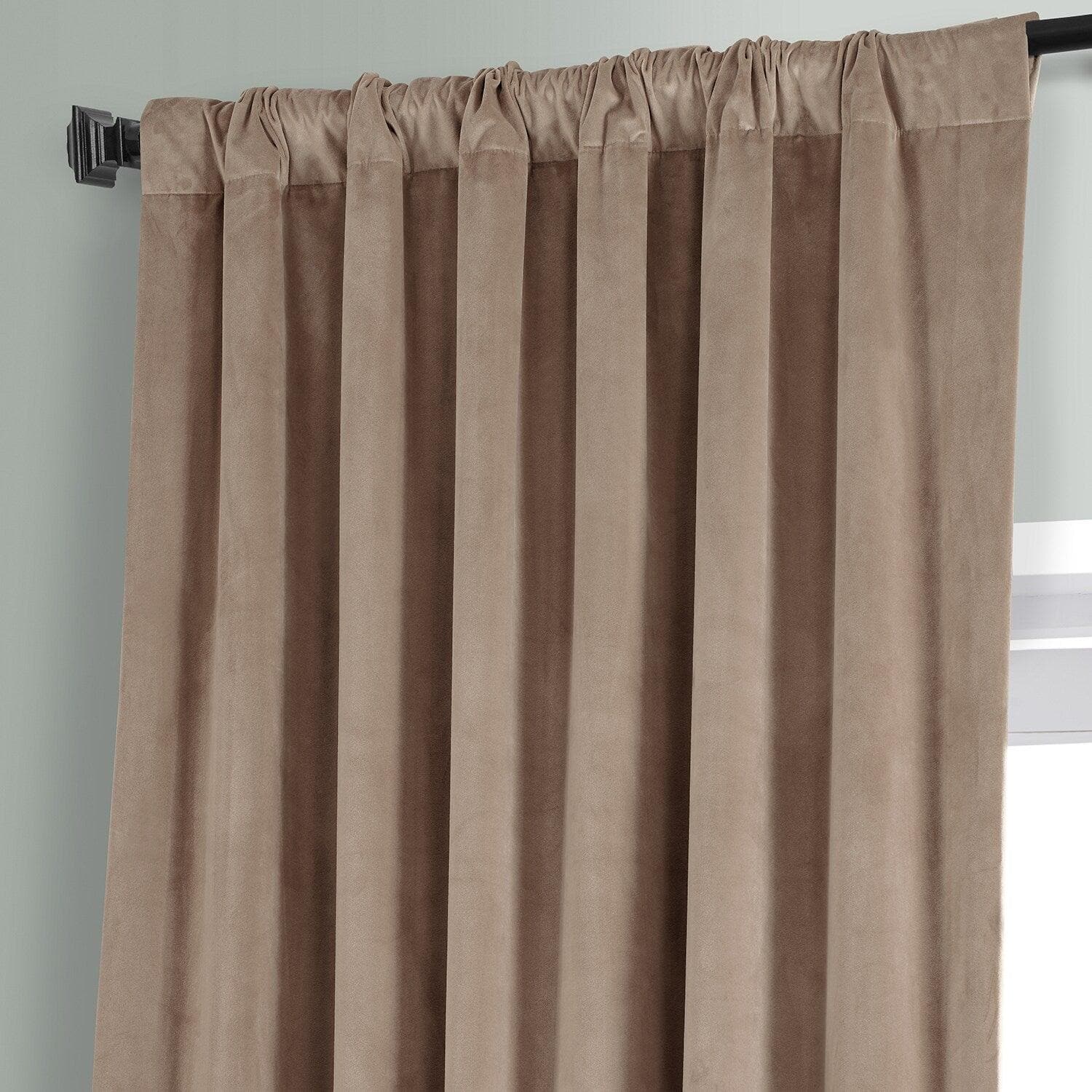 Pashmina Taupe Signature Plush Velvet Hotel Blackout Curtain