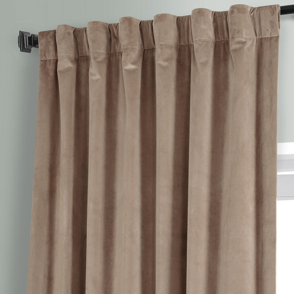 Pashmina Taupe Signature Plush Velvet Hotel Blackout Curtain