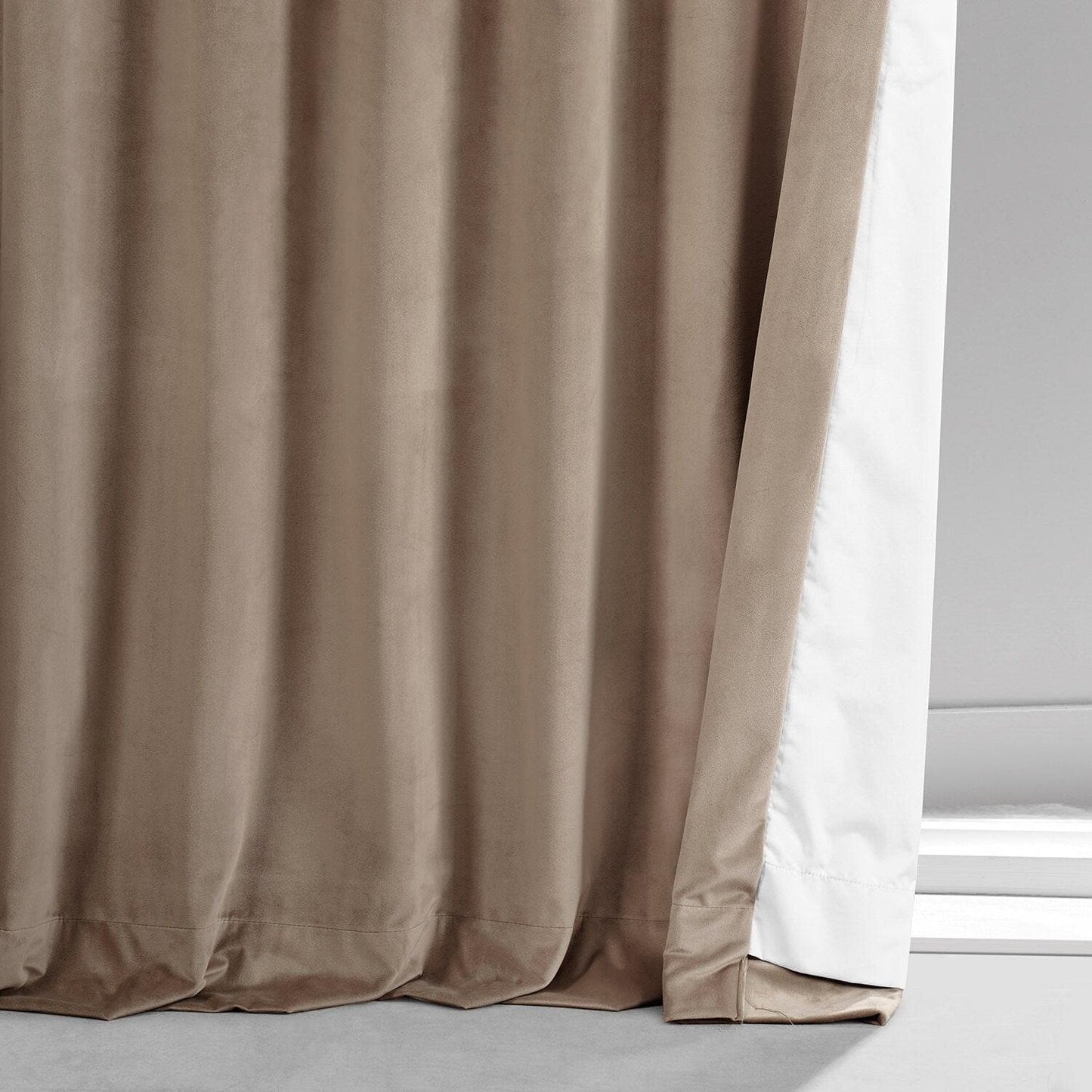 Pashmina Taupe Signature Plush Velvet Hotel Blackout Curtain