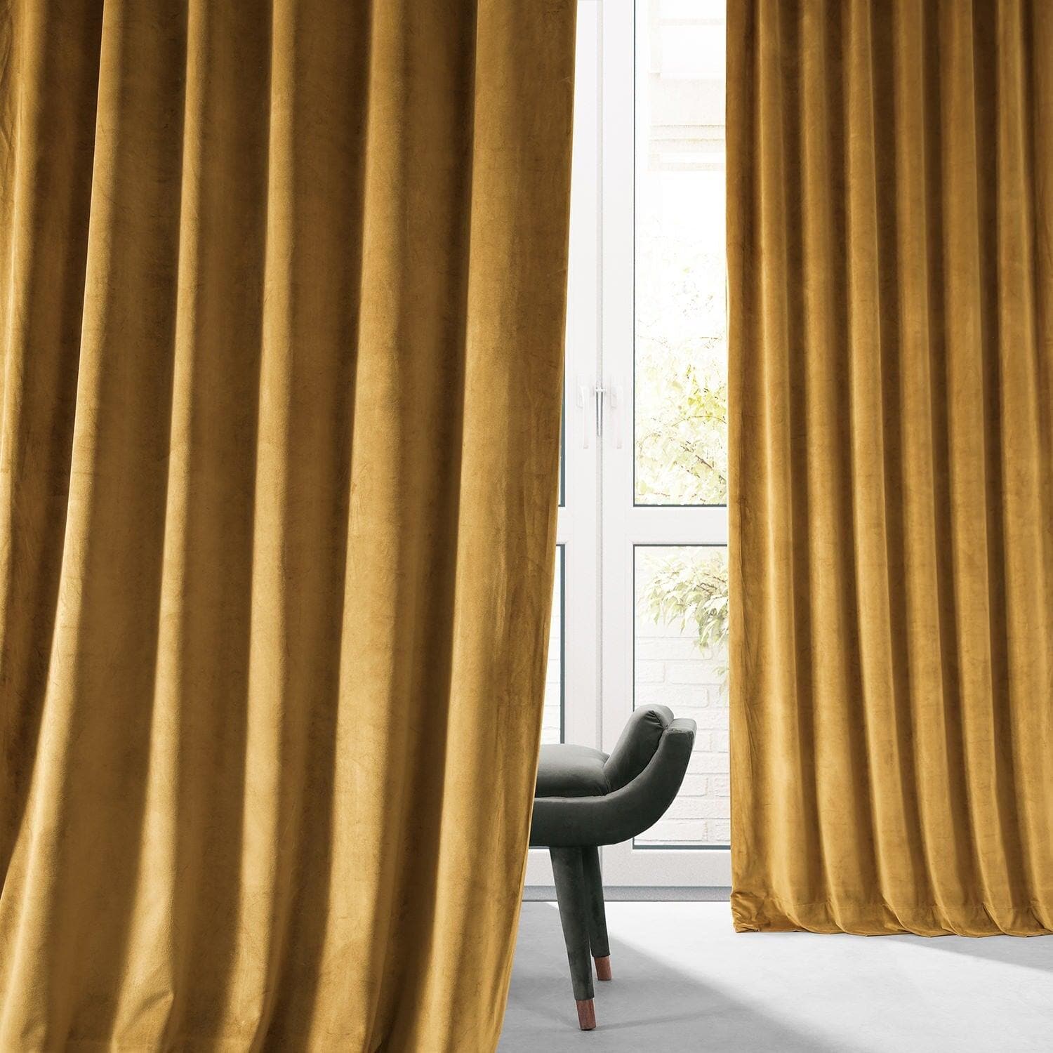 Apple Cider Gold Signature Plush Velvet Hotel Blackout Curtain