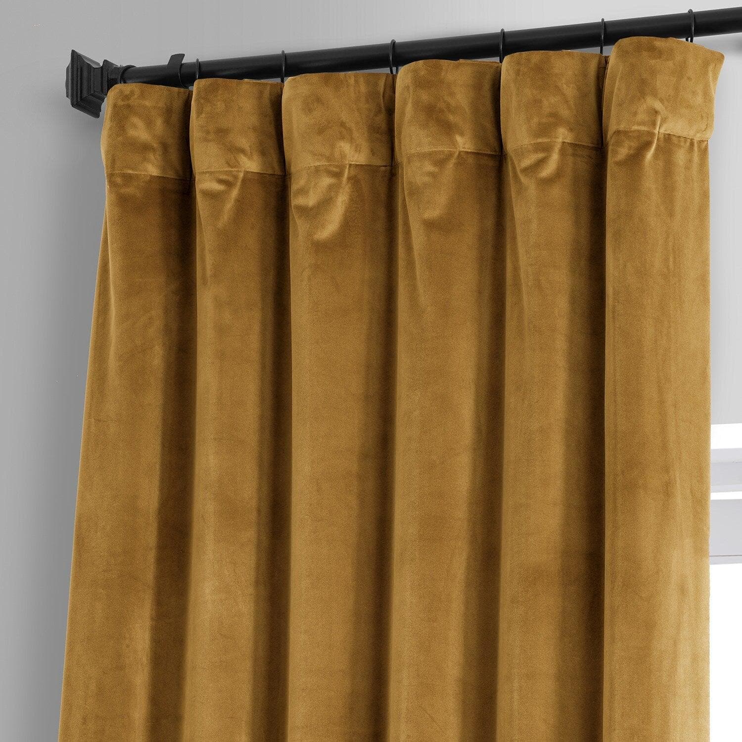 Apple Cider Gold Signature Plush Velvet Hotel Blackout Curtain