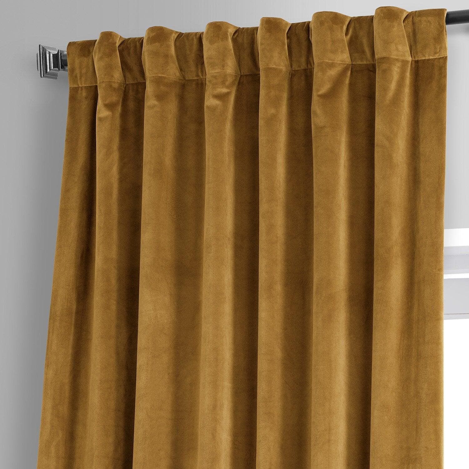 Apple Cider Gold Signature Plush Velvet Hotel Blackout Curtain