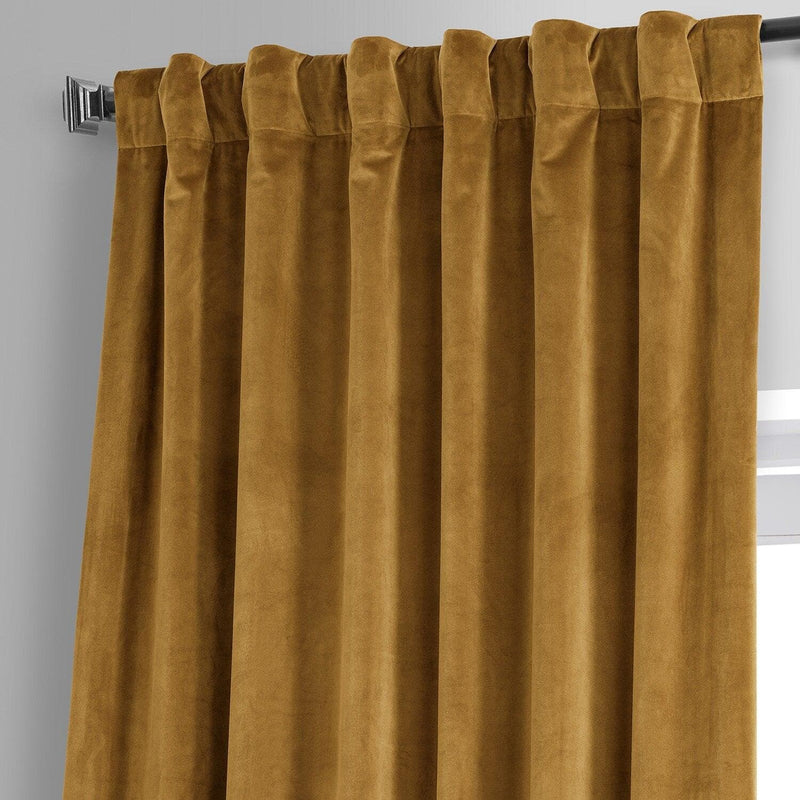 Apple Cider Gold Signature Plush Velvet Hotel Blackout Curtain