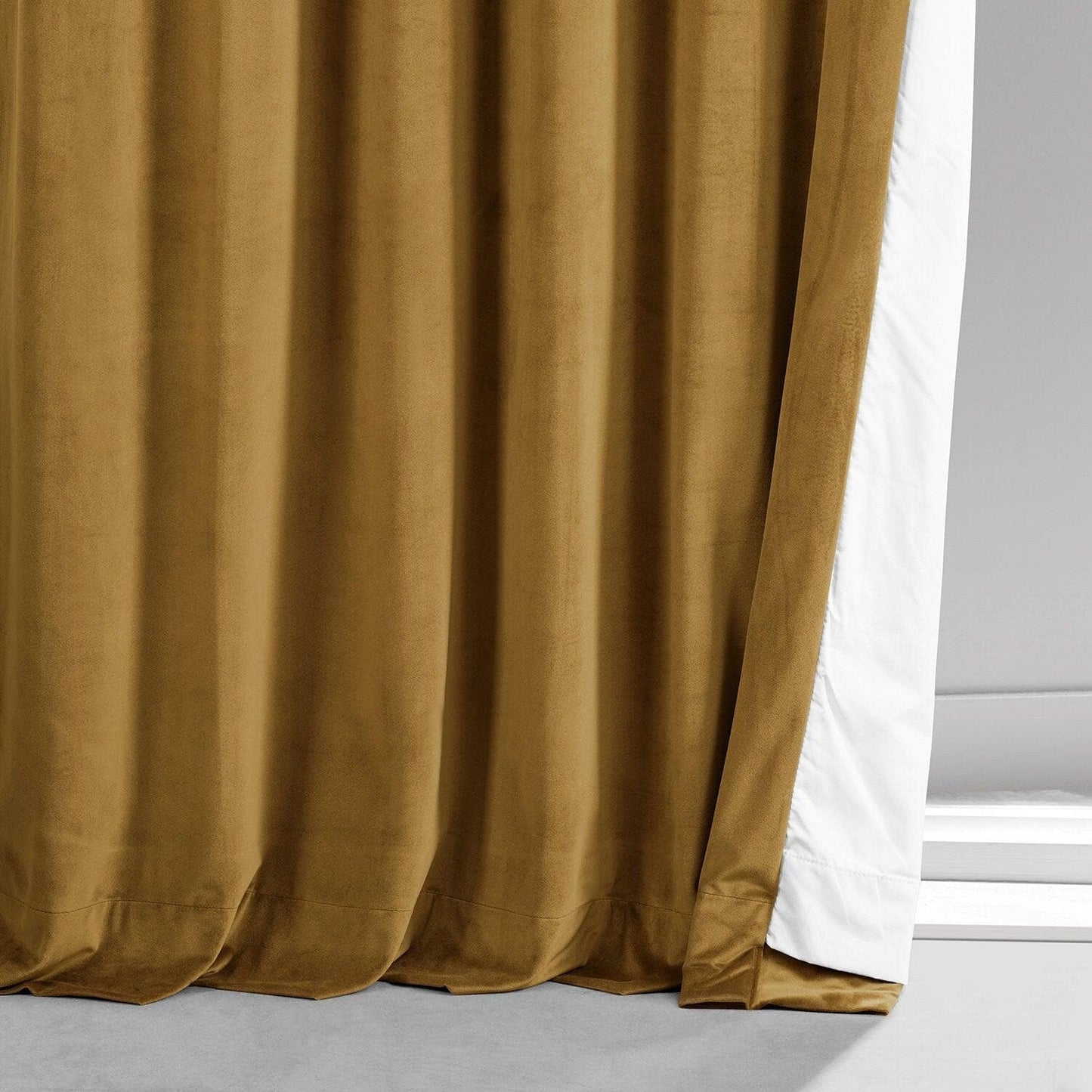 Apple Cider Gold Signature Plush Velvet Hotel Blackout Curtain