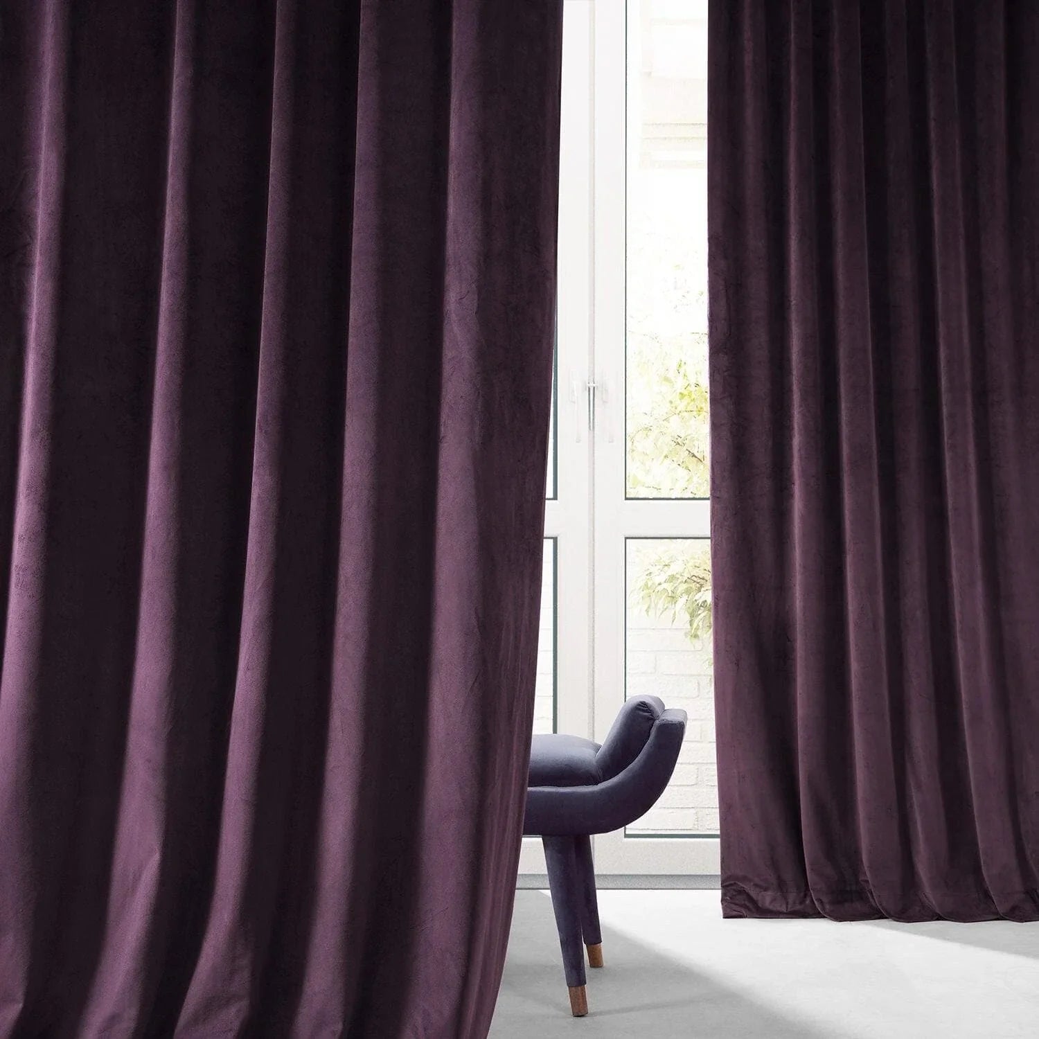 Plum Blossom Signature Plush Velvet Hotel Blackout Curtain | Half