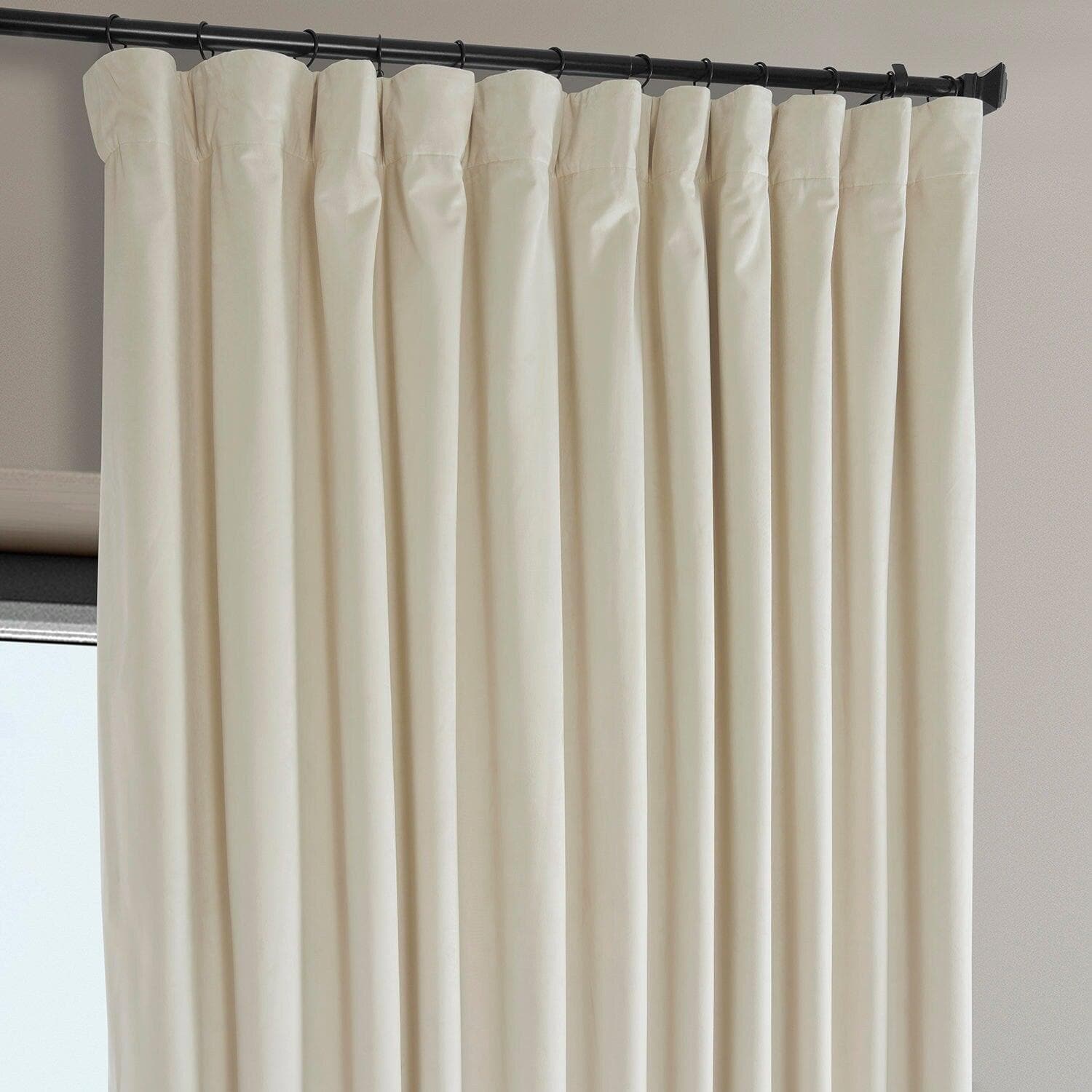 Diva Cream Extra Wide Signature Plush Velvet Hotel Blackout Curtain