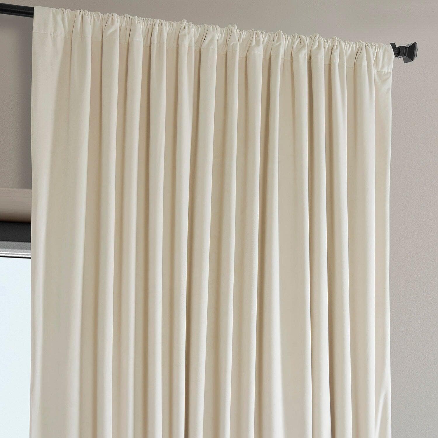 Diva Cream Extra Wide Signature Plush Velvet Hotel Blackout Curtain