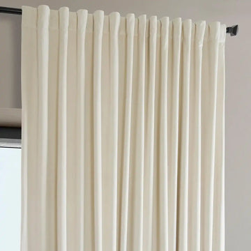 Diva Cream Extra Wide Signature Plush Velvet Hotel Blackout Curtain