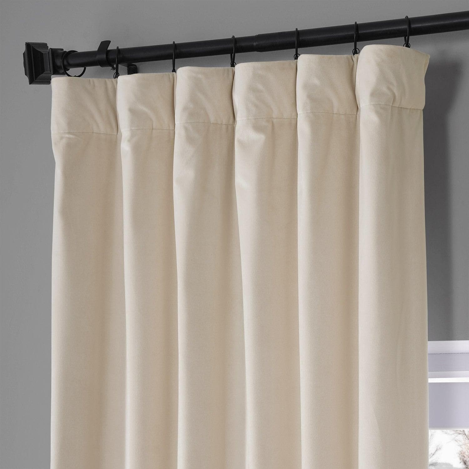 Diva Cream Signature Plush Velvet Hotel Blackout Curtain
