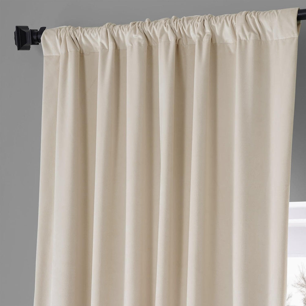 Diva Cream Signature Plush Velvet Hotel Blackout Curtain