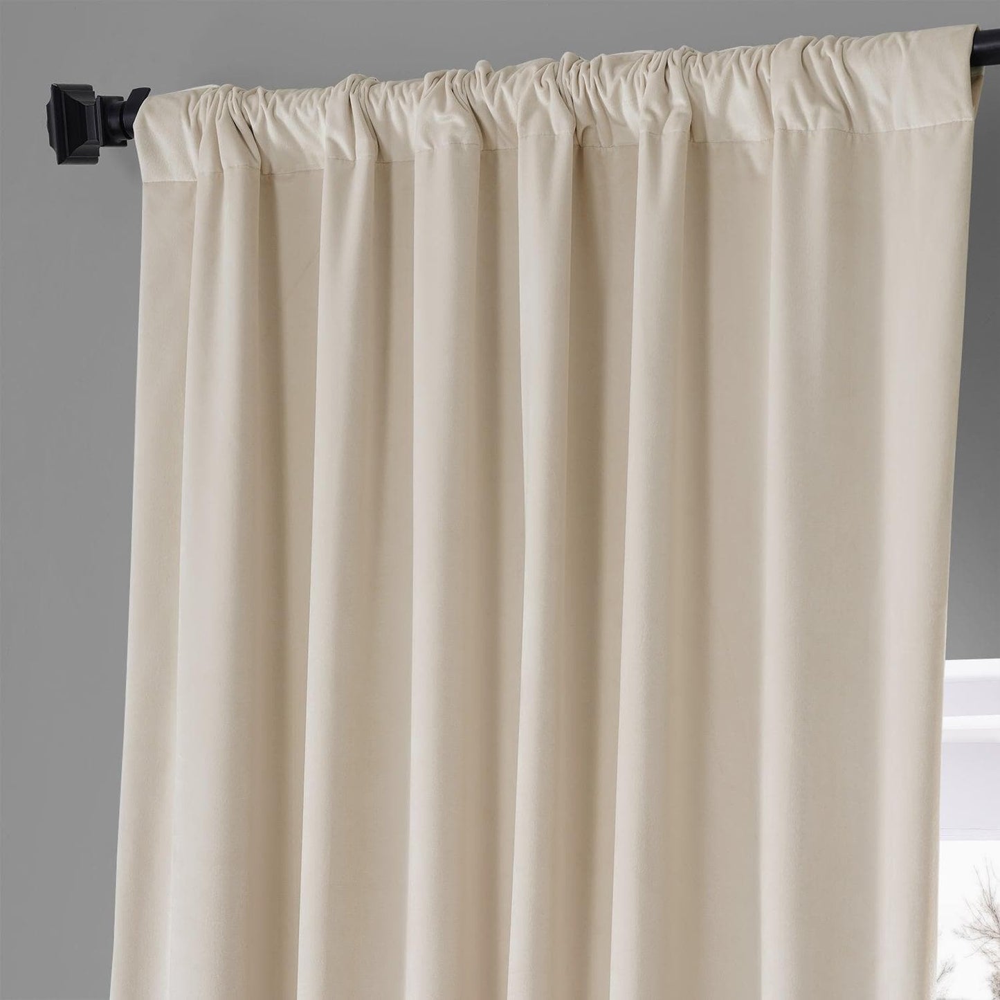 Diva Cream Signature Plush Velvet Hotel Blackout Curtain