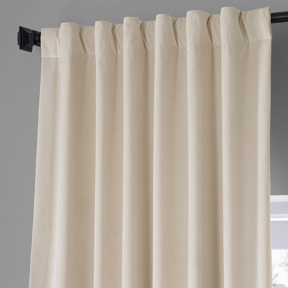 Diva Cream Signature Plush Velvet Hotel Blackout Curtain
