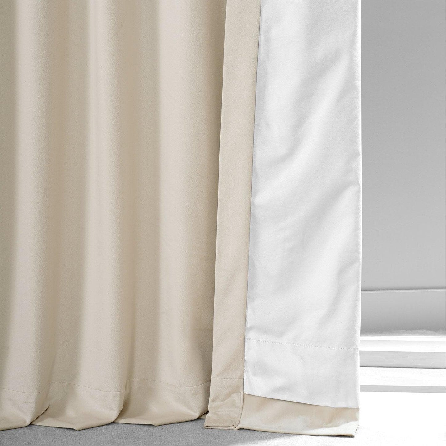 Diva Cream Signature Plush Velvet Hotel Blackout Curtain