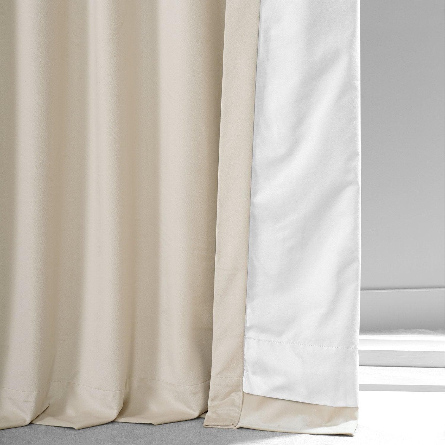 Diva Cream Signature Plush Velvet Hotel Blackout Curtain