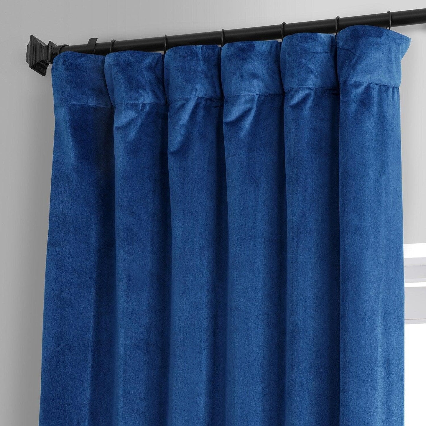 Babylonian Blue Signature Plush Velvet Hotel Blackout Curtain