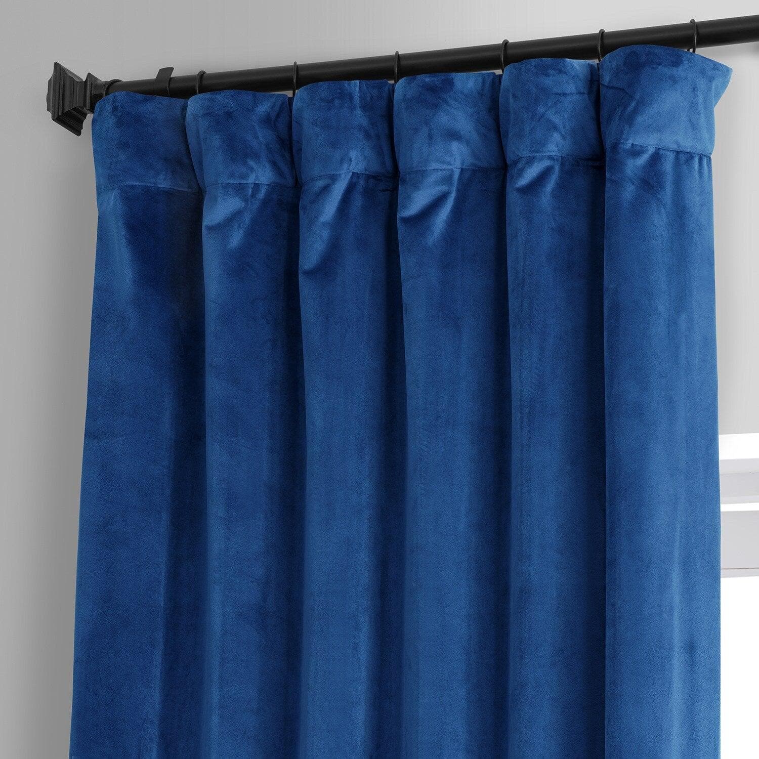 Babylonian Blue Signature Plush Velvet Hotel Blackout Curtain