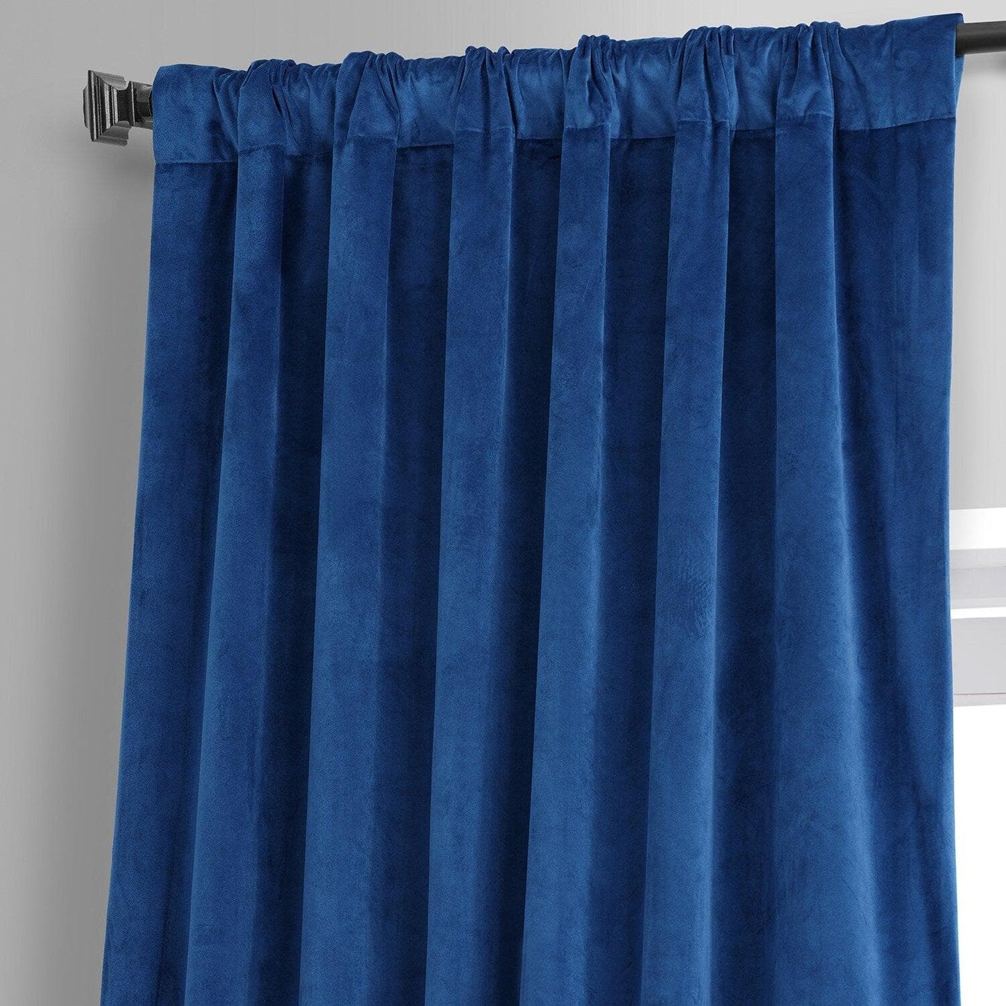 Babylonian Blue Signature Plush Velvet Hotel Blackout Curtain