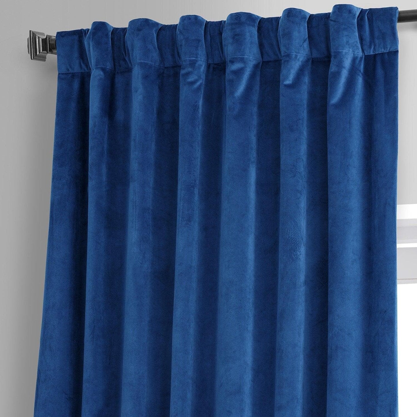 Babylonian Blue Signature Plush Velvet Hotel Blackout Curtain