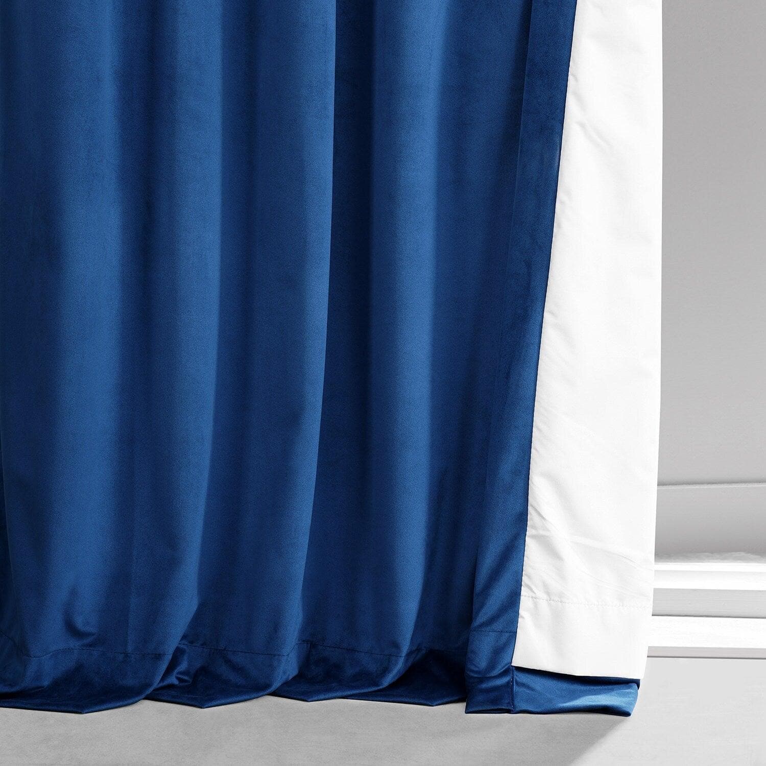 Babylonian Blue Signature Plush Velvet Hotel Blackout Curtain