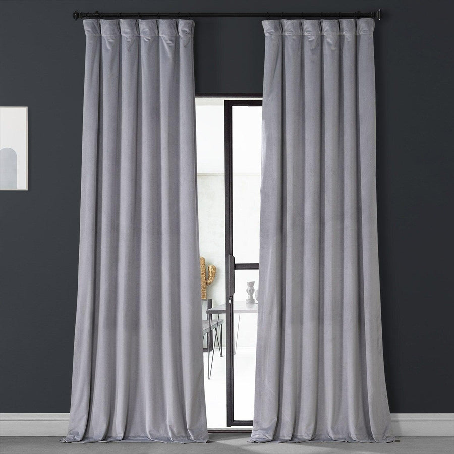 Cascade Grey Royal Lux Velvet Curtain